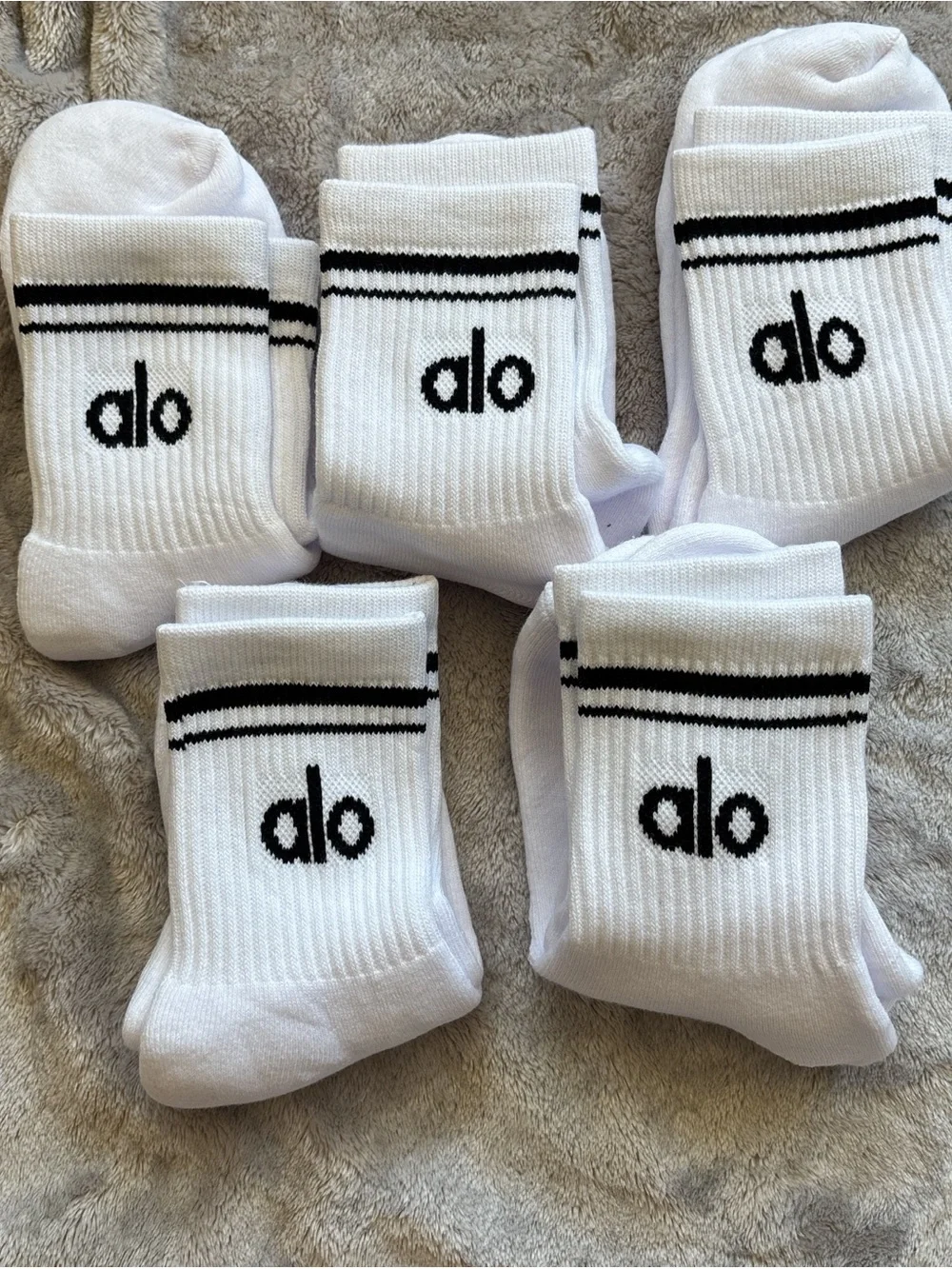 Bundle of 10 pairs of white half crew Alo yoga socks